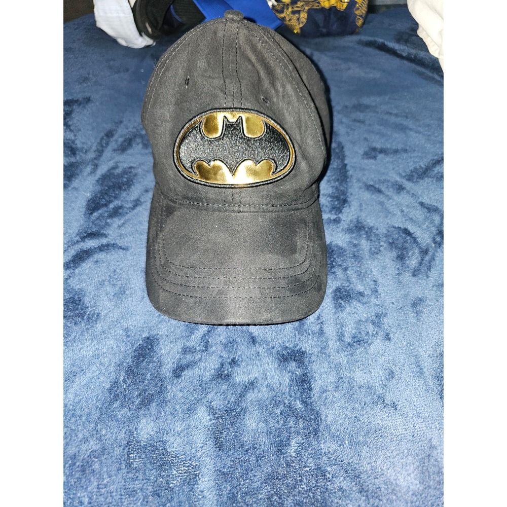 DC Comics Batman Baseball Cap Washed Black Gold Bat Logo Adjustable Dad Hat